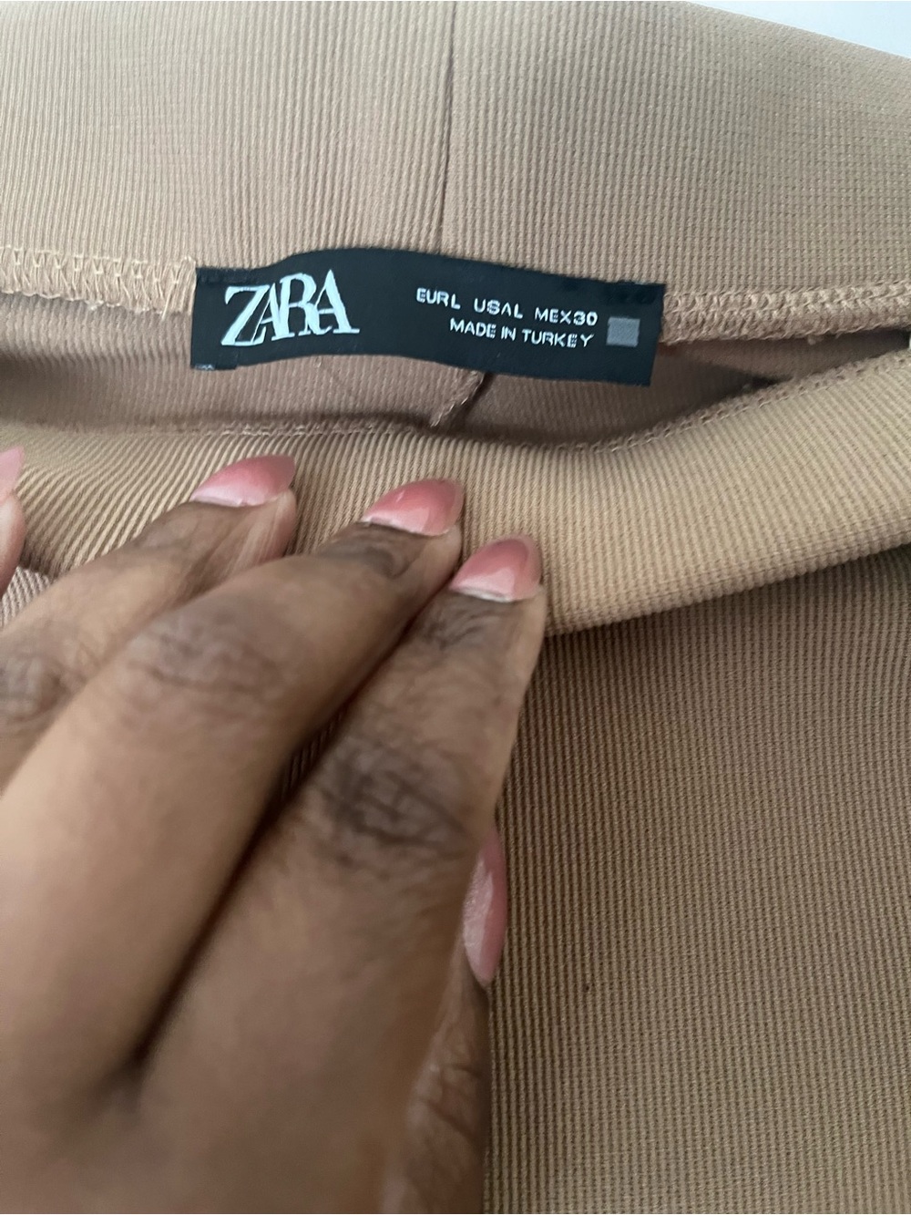 Zara Camel Ribbed Knit Top